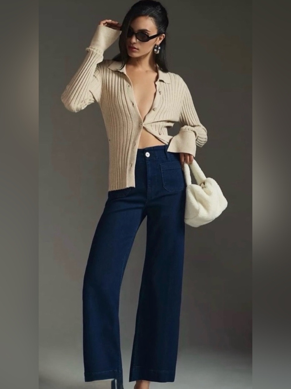 Anthropologie Colette High Waist Wide-Leg Crop Jeans